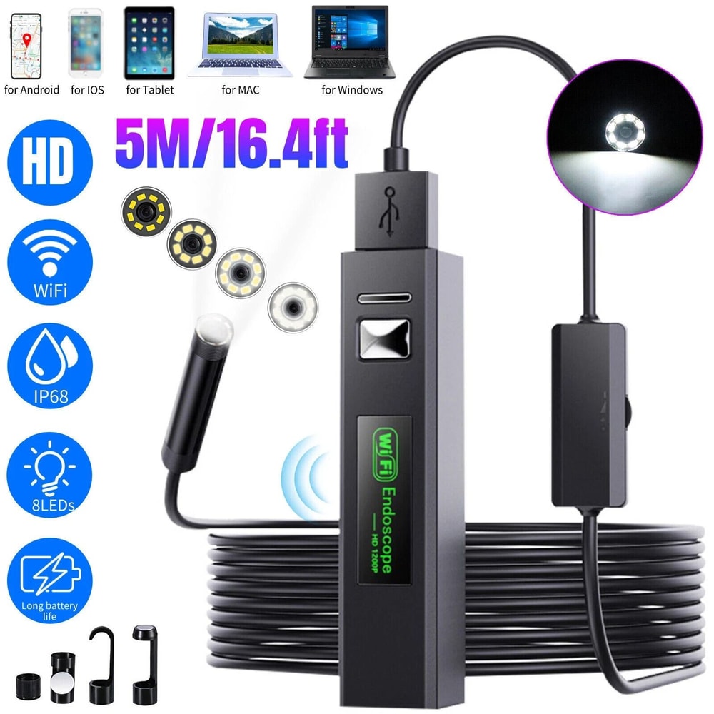 LED WiFi Borescope Endoscope Snake Inspection Camera For IPhone Android IOS 8