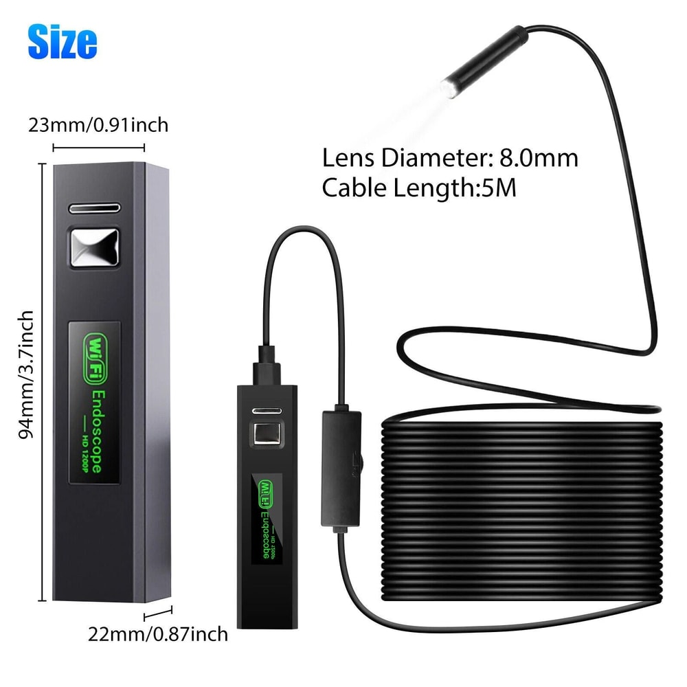 LED WiFi Borescope Endoscope Snake Inspection Camera For IPhone Android IOS 2