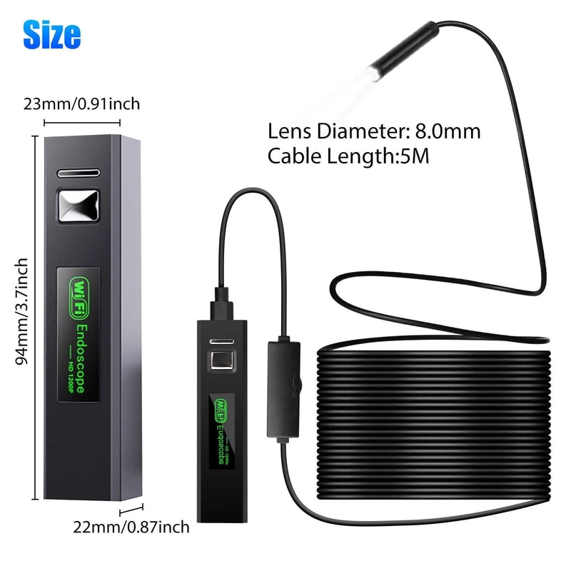 LED WiFi Borescope Endoscope Snake Inspection Camera For IPhone Android IOS 2