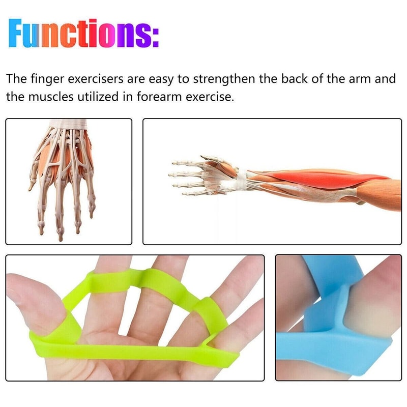 Finger Exerciser Strengthener Set Wrist Forearm Grip Trainer Resistance Bands For Power 3