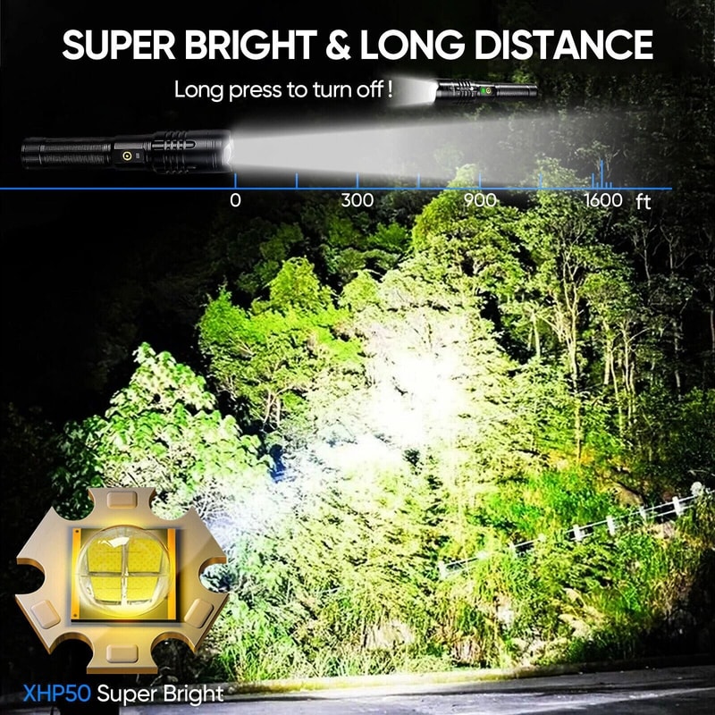 LED Tactical Flashlight SuperBright Zoomable Rechargeable Battery Included Perfect For Camping Hiki 5