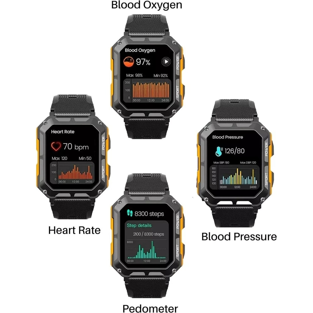 Smart Watch Men Military Fitness Tracker New Blood Pressure Wristwatch For Health Monitoring 10