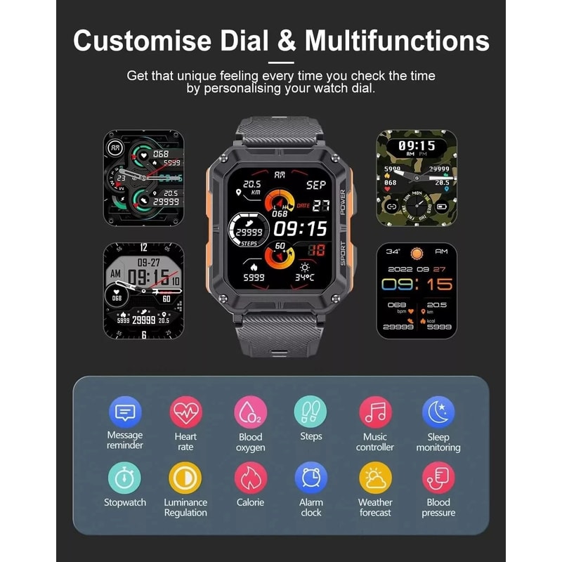 Smart Watch Men Military Fitness Tracker New Blood Pressure Wristwatch For Health Monitoring 4