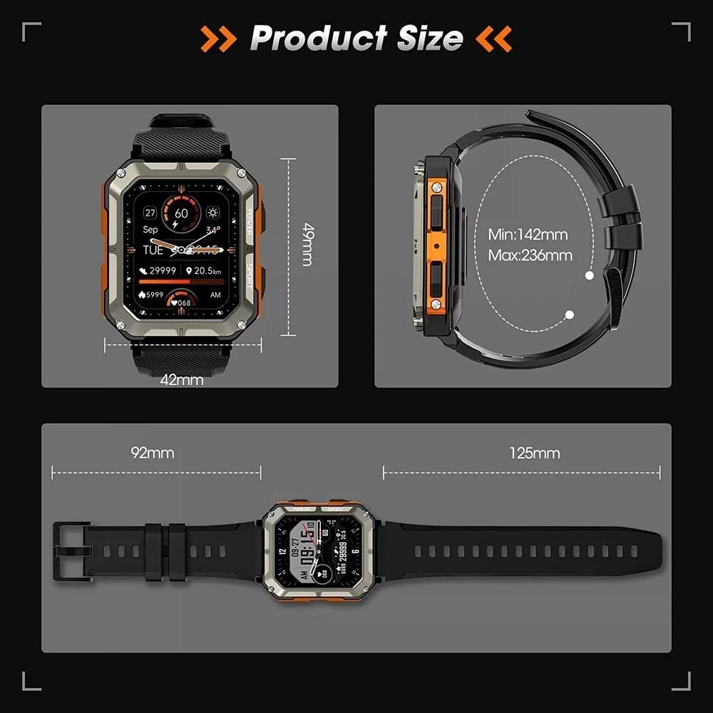 Smart Watch Men Military Fitness Tracker New Blood Pressure Wristwatch For Health Monitoring 5