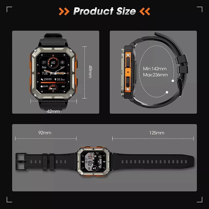 Smart Watch Men Military Fitness Tracker New Blood Pressure Wristwatch For Health Monitoring 5