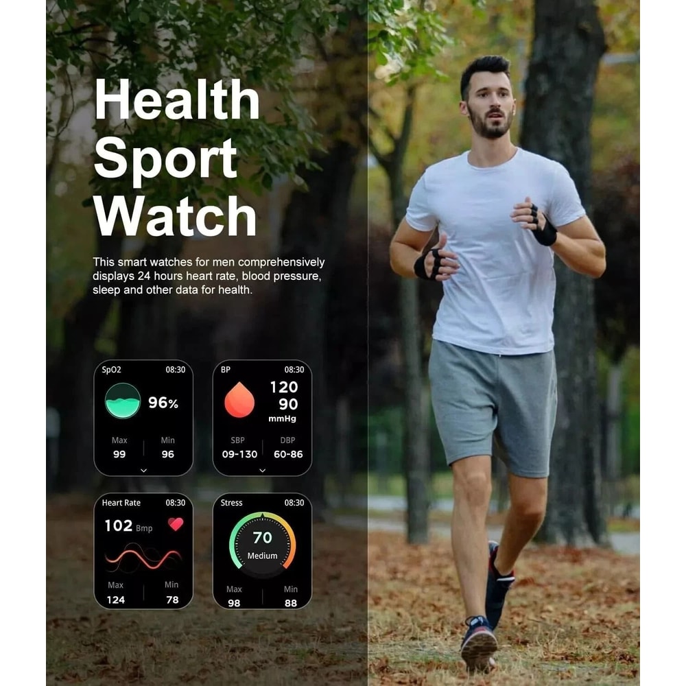 Smart Watch Men Military Fitness Tracker New Blood Pressure Wristwatch For Health Monitoring 7