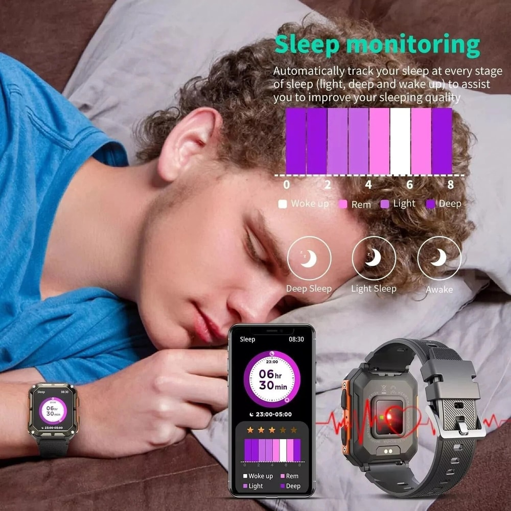 Smart Watch Men Military Fitness Tracker New Blood Pressure Wristwatch For Health Monitoring 8