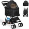 Black Pet Stroller Folding For Travel Detachable Carrier Swivel Front Wheels 12