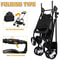 Black Pet Stroller Folding For Travel Detachable Carrier Swivel Front Wheels 4
