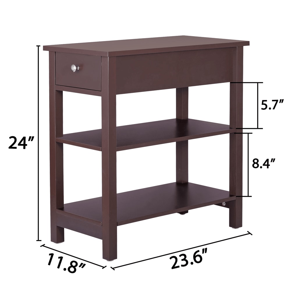 Slim End Table For Living Room Open End Table Narrow Brown Side Table For Bedroom Small Space Stora 10