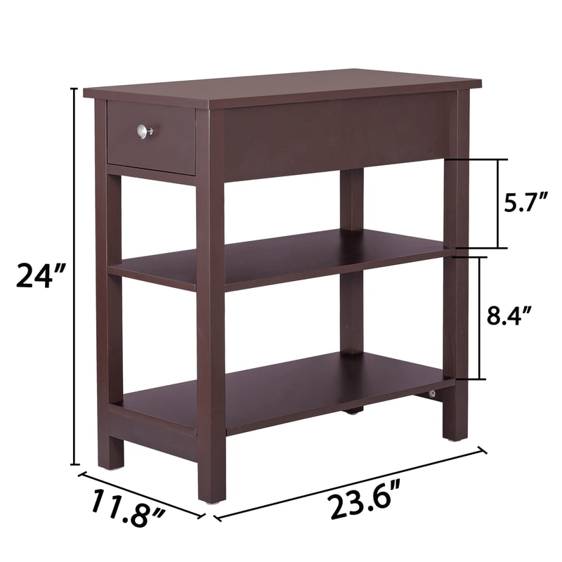 Slim End Table For Living Room Open End Table Narrow Brown Side Table For Bedroom Small Space Stora 10