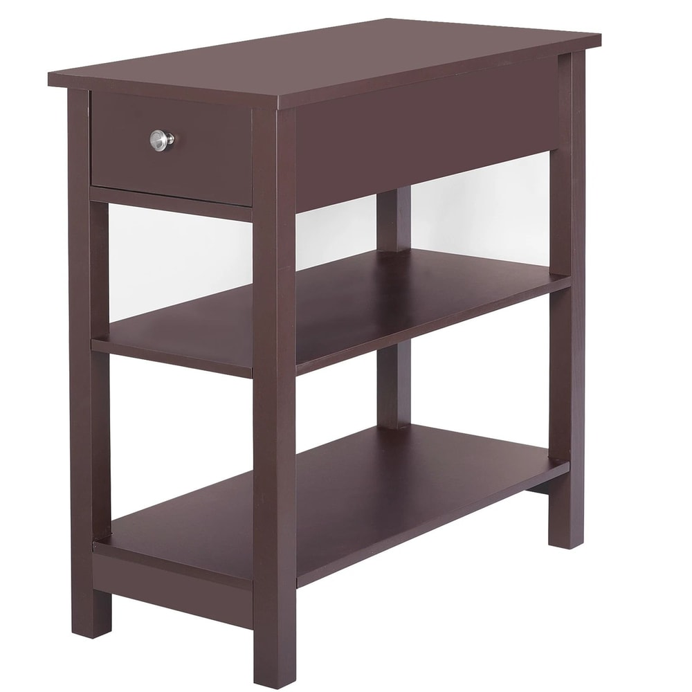 Slim End Table For Living Room Open End Table Narrow Brown Side Table For Bedroom Small Space Stora 4