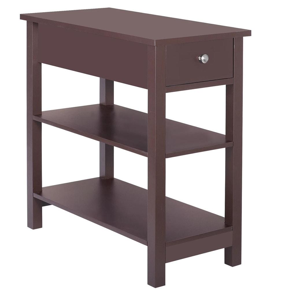Slim End Table For Living Room Open End Table Narrow Brown Side Table For Bedroom Small Space Stora 6