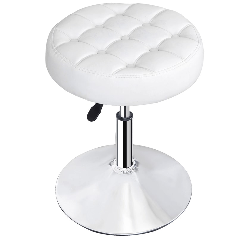PU Leather Swivel Makeup Stool Adjustable Round Ottoman Vanity Stool Chair 10