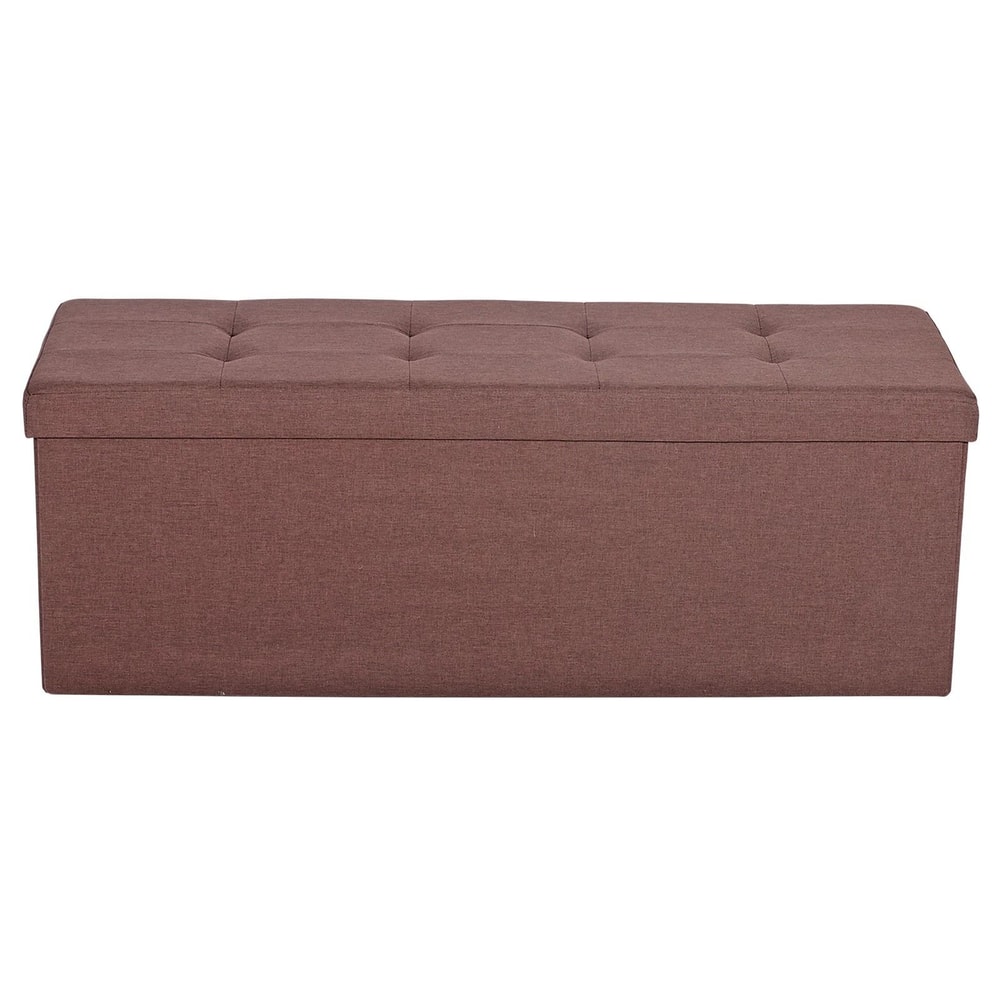 Folding Storage Bench Footrest Stool Toy Chest For Living Room Brown 10