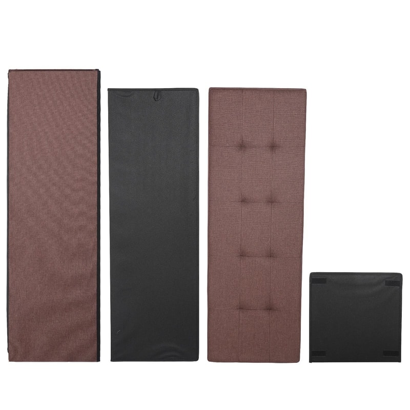 Folding Storage Bench Footrest Stool Toy Chest For Living Room Brown 3