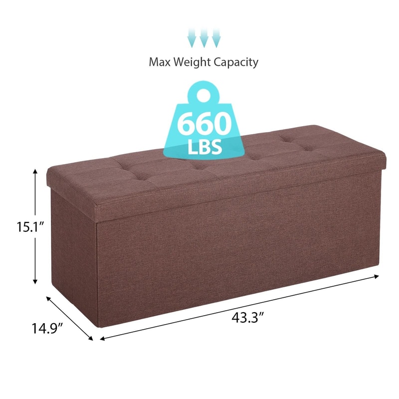 Folding Storage Bench Footrest Stool Toy Chest For Living Room Brown 6