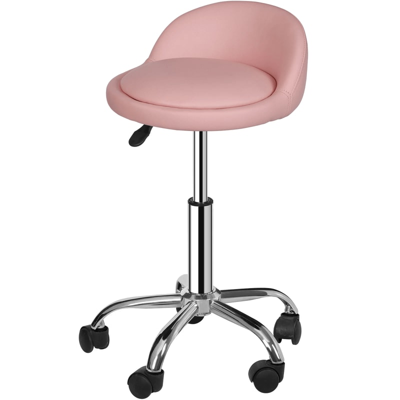 Hydraulic Saddle Rolling Chair Adjustable Salon Stool Tattoo Facial Massage Pink 12