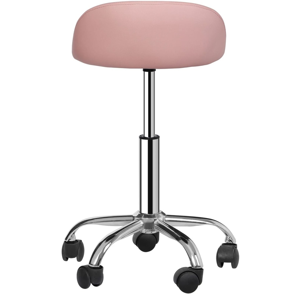 Hydraulic Saddle Rolling Chair Adjustable Salon Stool Tattoo Facial Massage Pink 3