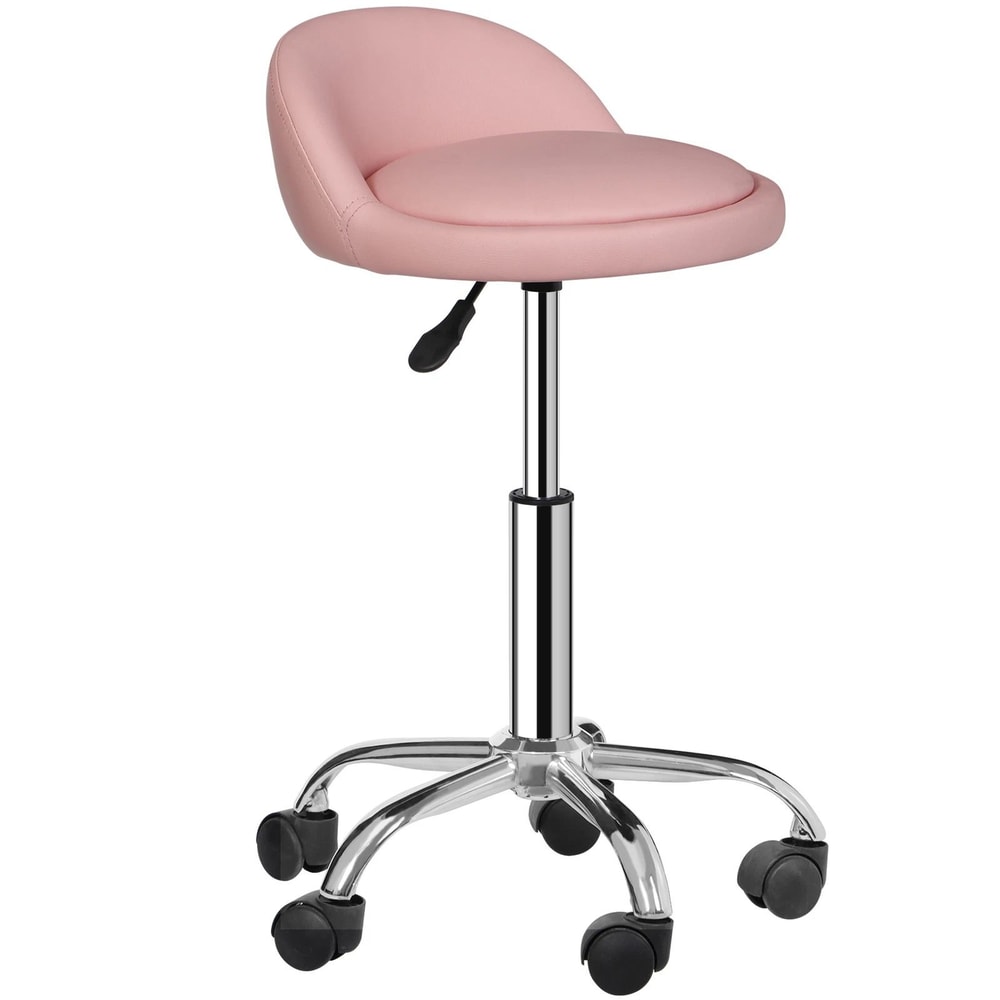 Hydraulic Saddle Rolling Chair Adjustable Salon Stool Tattoo Facial Massage Pink 4