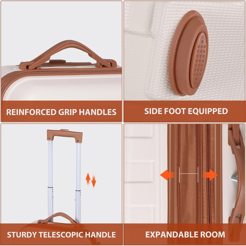 White High Quality CarryOn Suitcase Expandable Luggage With Spinner Wheels Travel Essentials 3
