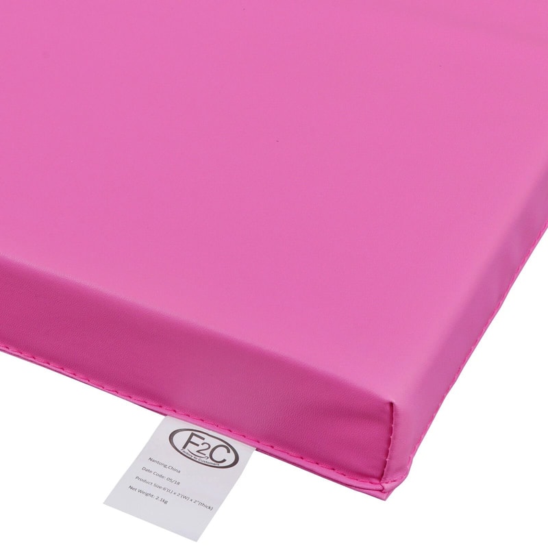 Fitness Exercise TriFold PU Leather Gym Mat Pink Tumbling Arts Workout Mat For Home Use 2