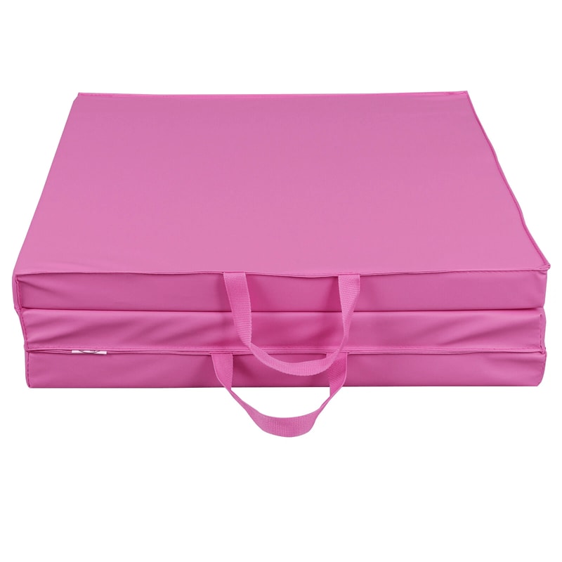 Fitness Exercise TriFold PU Leather Gym Mat Pink Tumbling Arts Workout Mat For Home Use 5