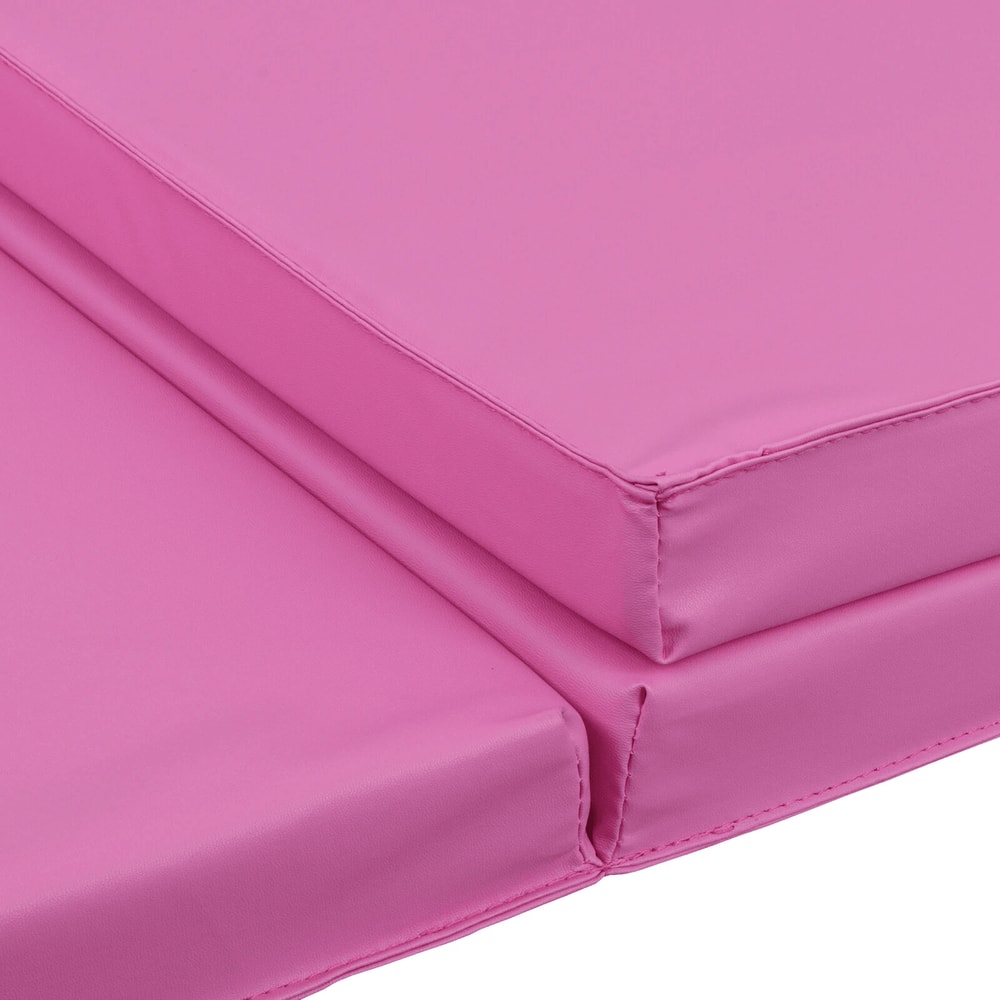 Fitness Exercise TriFold PU Leather Gym Mat Pink Tumbling Arts Workout Mat For Home Use 7