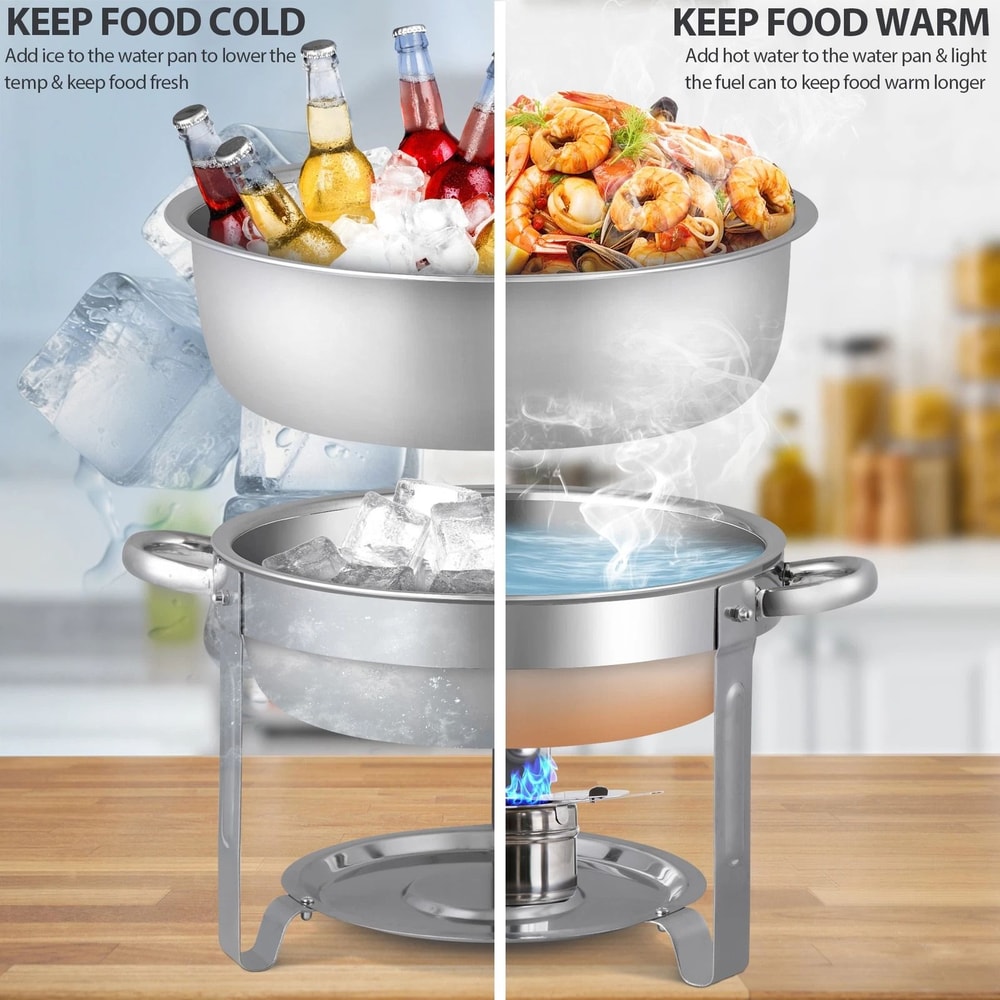 Round Chafing Dish Buffet Set W Glass Lid Lid Holder Perfect For Wedding Parties And Events 4