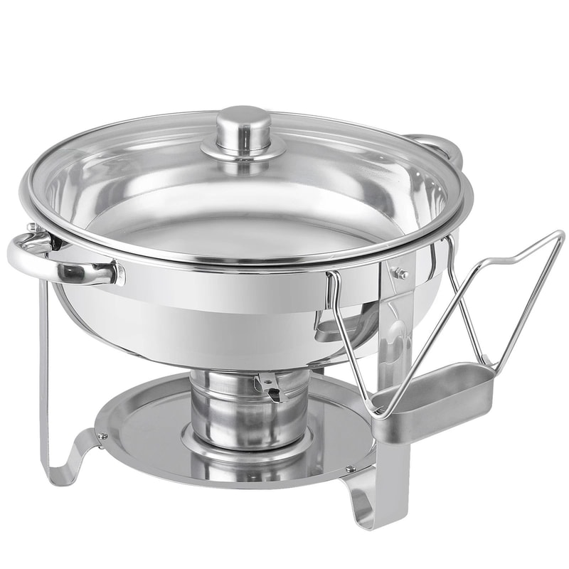 Round Chafing Dish Buffet Set W Glass Lid Lid Holder Perfect For Wedding Parties And Events 10