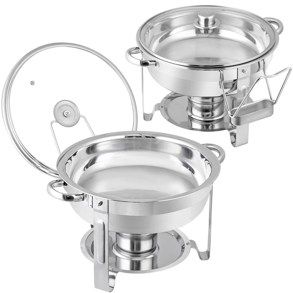Round Chafing Dish Buffet Set W Glass Lid Lid Holder Perfect For Wedding Parties And Events 11
