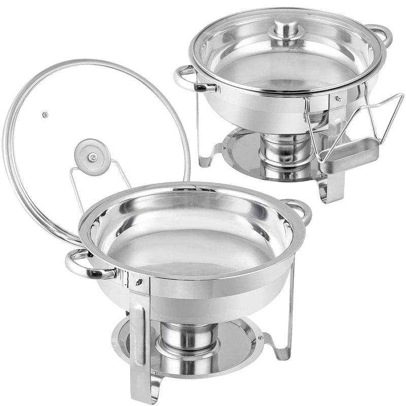 Round Chafing Dish Buffet Set W Glass Lid Lid Holder Perfect For Wedding Parties And Events 11