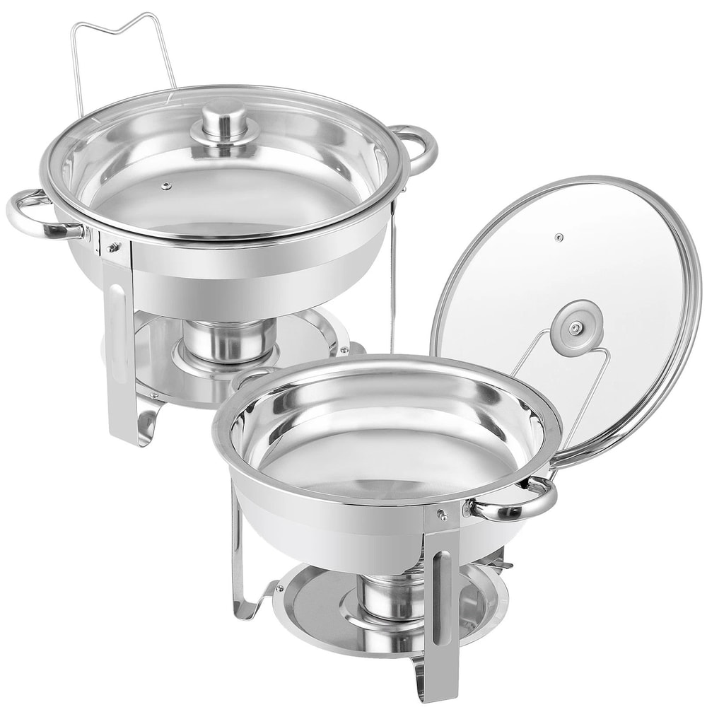 Round Chafing Dish Buffet Set W Glass Lid Lid Holder Perfect For Wedding Parties And Events 12