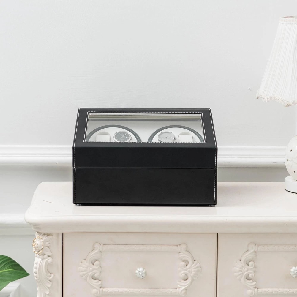 Luxury Automatic Rotation Leather Watch Storage Box Elegant Wood Display Case For Watches Perfect W 5