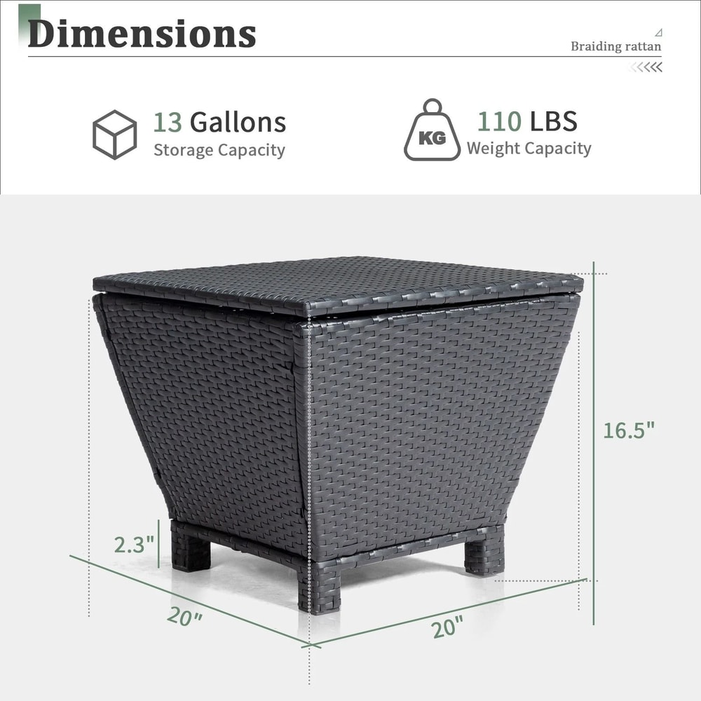 Indoor Wicker Side End Table With Storage Trapezium Container Garden MultiFunctional Design For You 5