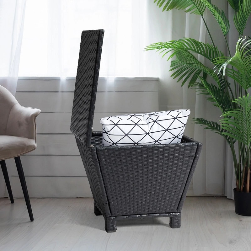 Indoor Wicker Side End Table With Storage Trapezium Container Garden MultiFunctional Design For You 7