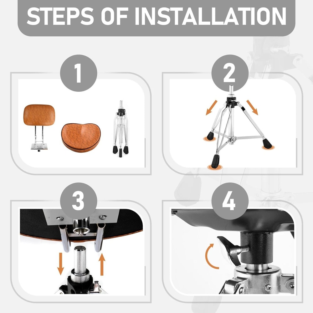 Adjustable Drum Throne With Backrest Heavy Duty Drum Stool For Drummers 6