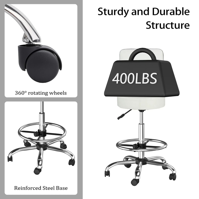 Adjustable Rolling Garage Stool Office Stool For Work Shop Mechanic Work Seat For Garage Comfortabl 4
