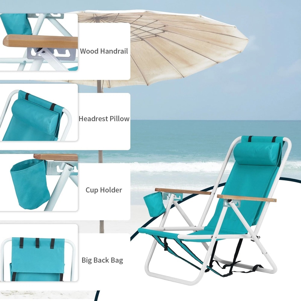 Portable Backpack Folding Beach Chair Position Camping Chair For Travel Garden Comfortable And Comp 2