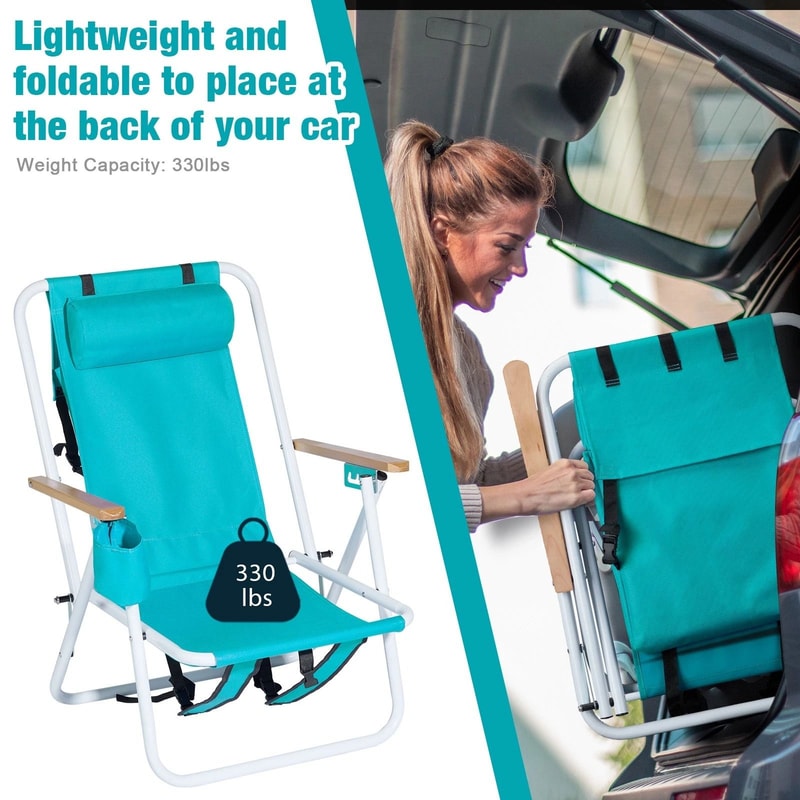 Portable Backpack Folding Beach Chair Position Camping Chair For Travel Garden Comfortable And Comp 4