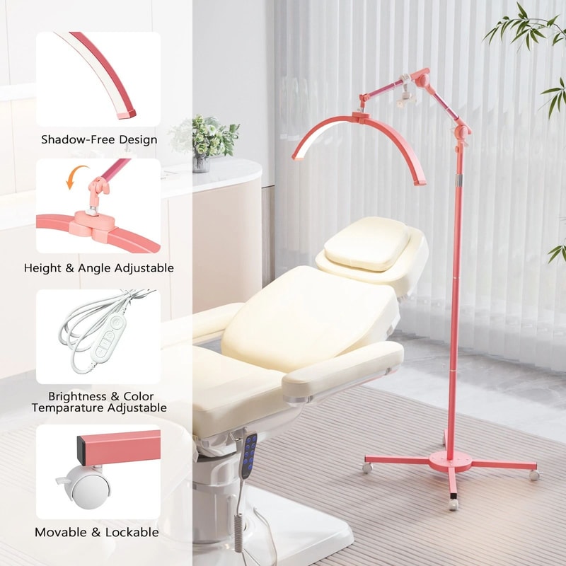 Adjustable Brightness Floor Lamp Half Moon Light Lash Lamp Phone Holder New 3