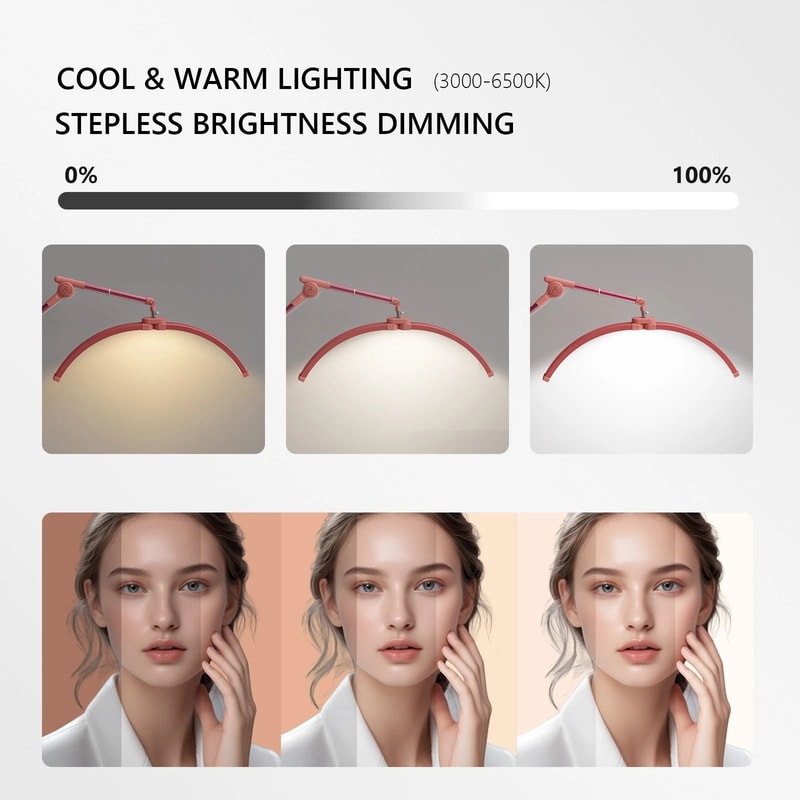 Adjustable Brightness Floor Lamp Half Moon Light Lash Lamp Phone Holder New 6