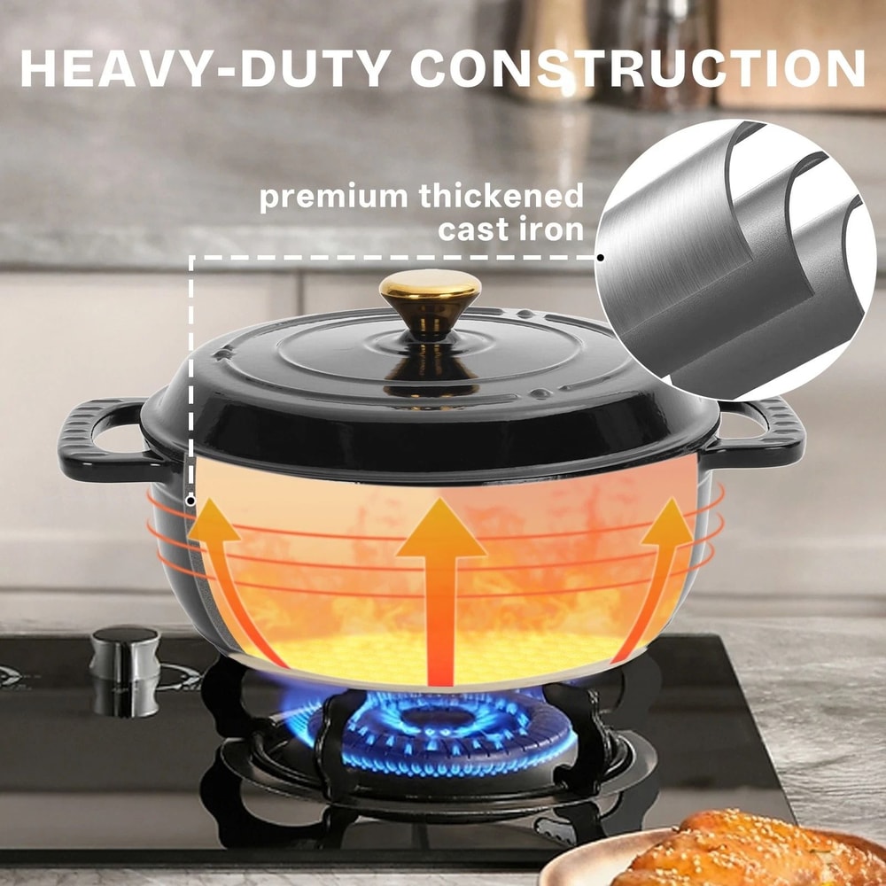 Enameled Cast Iron Dutch Oven 5QT MultiPurpose Grill Induction Compatible Durable Stylish Cookwar 4