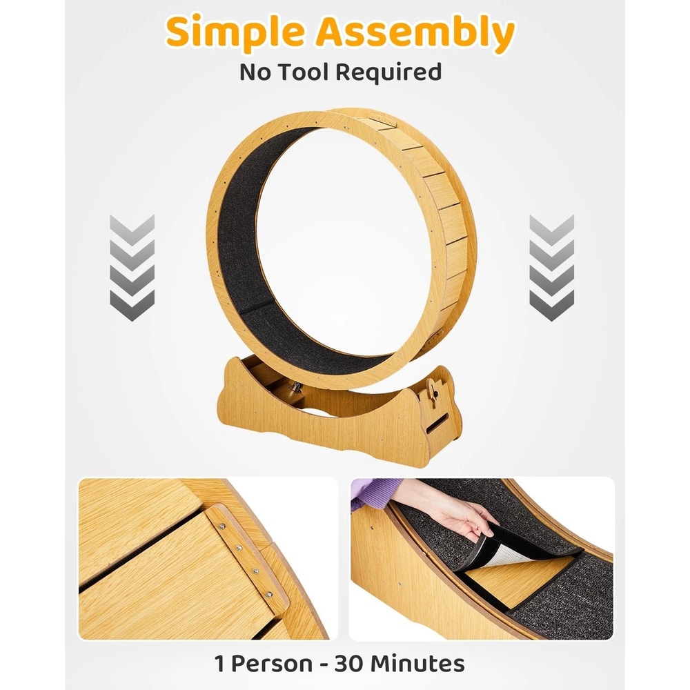 Natural Wood Portable Cat Running Treadmill Indoor Exerciser Wheel Toy For Cats And Kittens 2