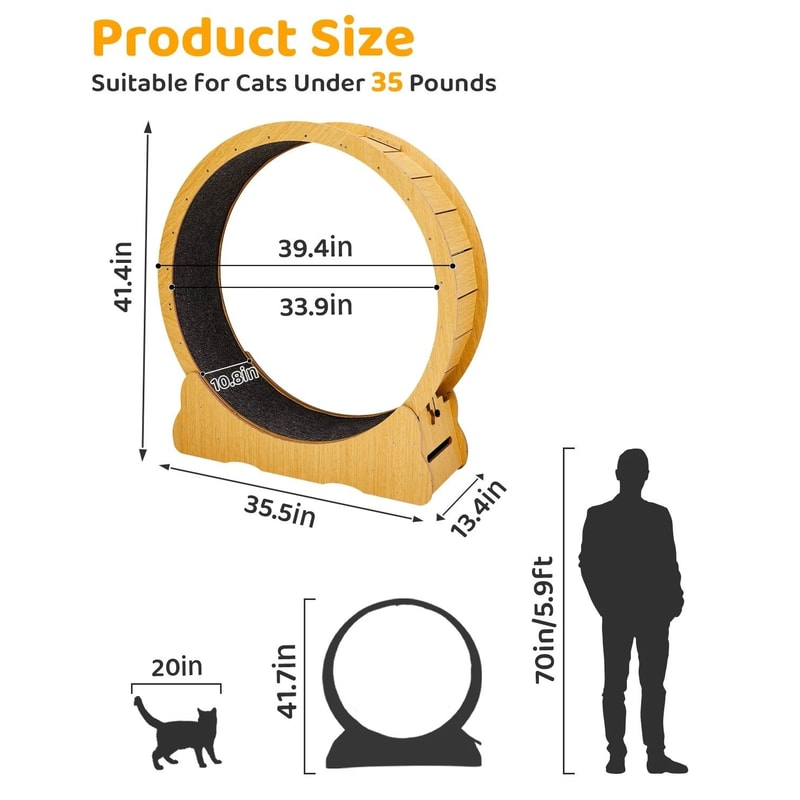Natural Wood Portable Cat Running Treadmill Indoor Exerciser Wheel Toy For Cats And Kittens 9