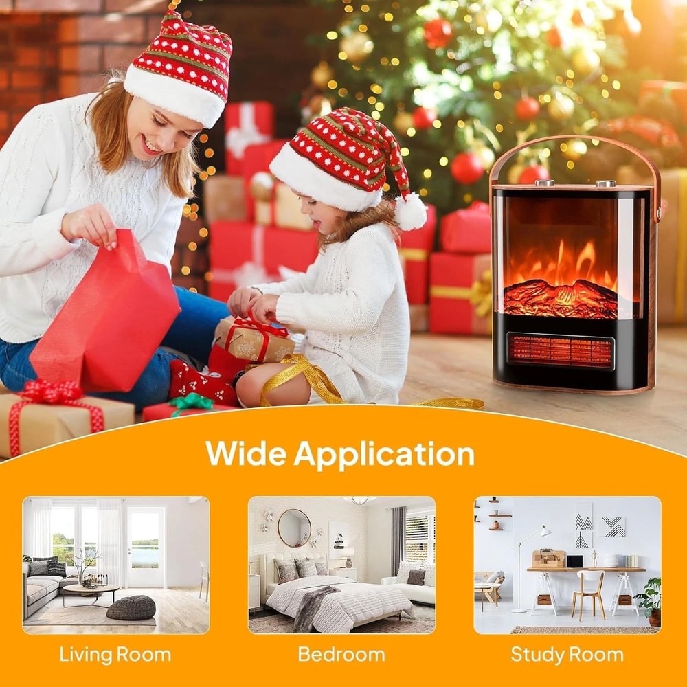 Electric Fireplace With Realistic 3D Flame Portable Space Heater For Indoor Use Cozy Warmth For Any 2