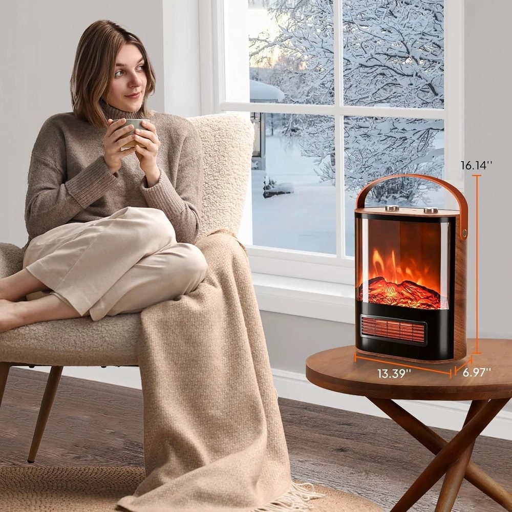 Electric Fireplace With Realistic 3D Flame Portable Space Heater For Indoor Use Cozy Warmth For Any 4