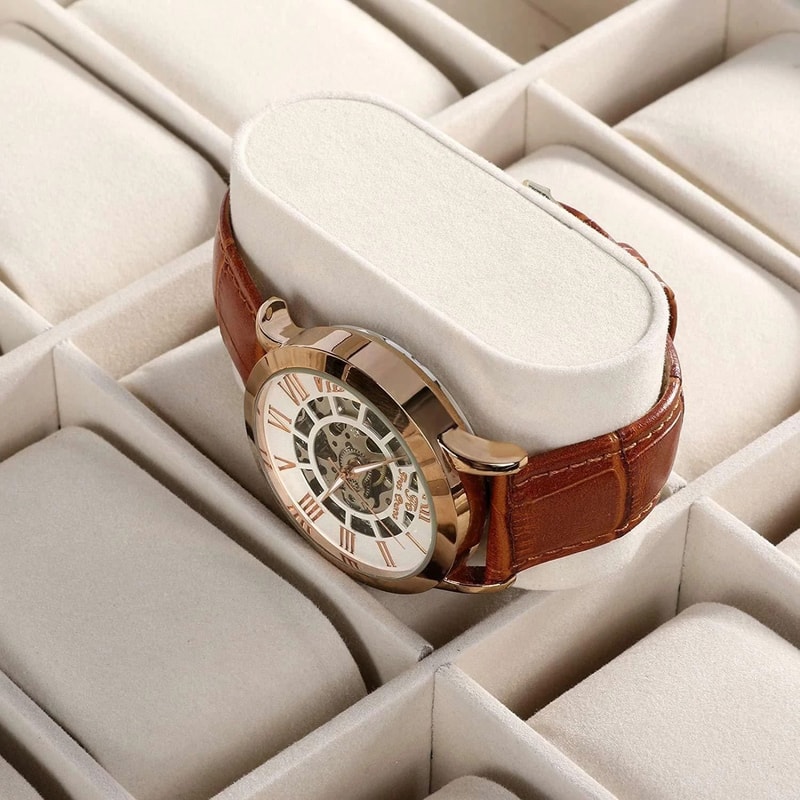 24 Slot Leather Watch Box Jewelry Organizer Large Storage Space Ideal Present For Watch Lovers 3