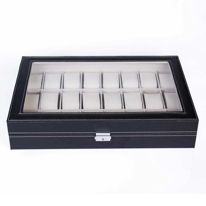 24 Slot Leather Watch Box Jewelry Organizer Large Storage Space Ideal Present For Watch Lovers 5
