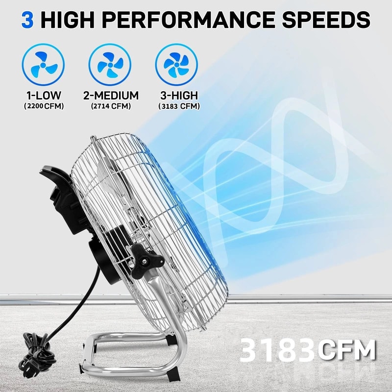 Industrial Floor Fan With High Velocity Metal Blades 4